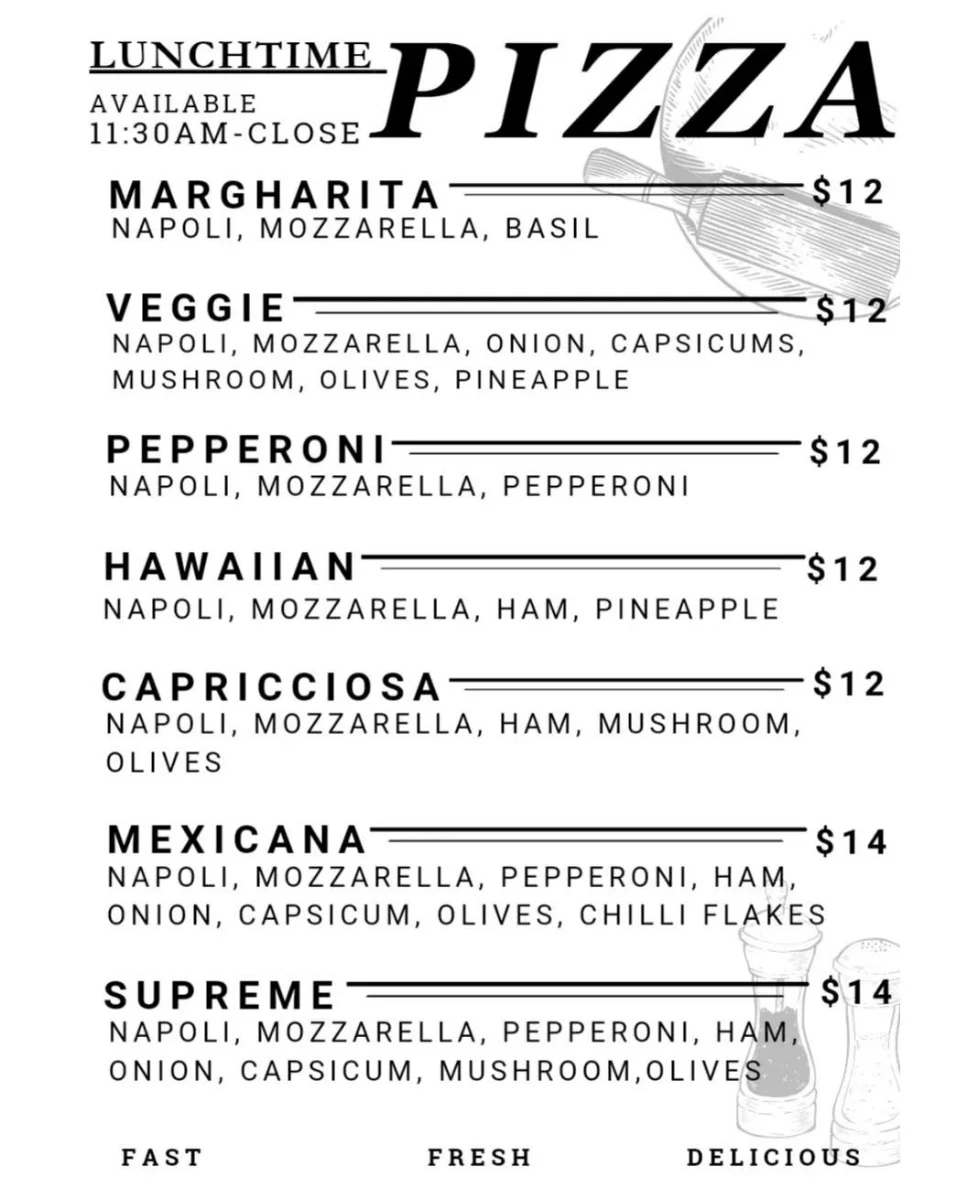 Menu, DOUBLESHOT Coffee & Takeaway