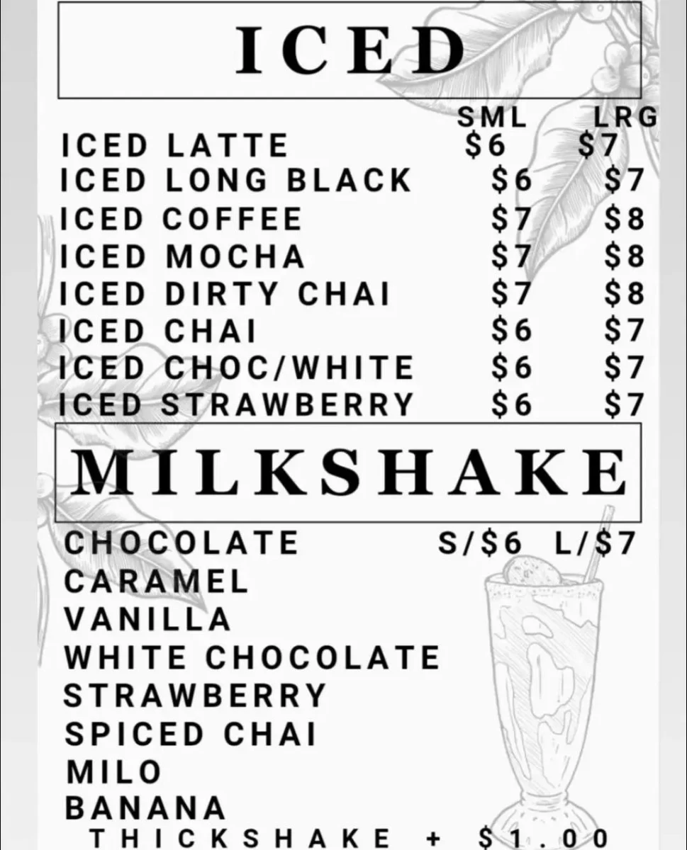 Menu, DOUBLESHOT Coffee & Takeaway