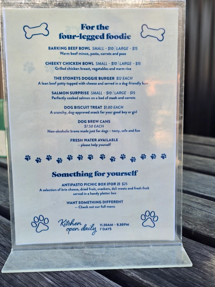 Menu, Stoney’s Club