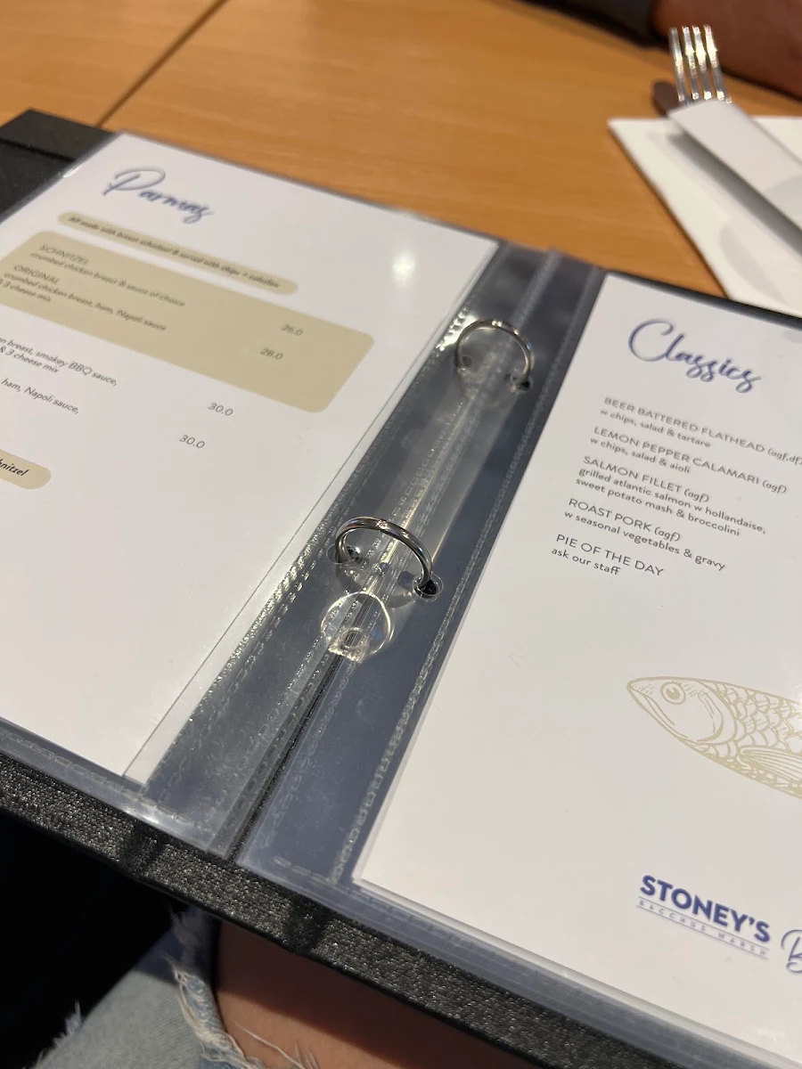 Menu, Stoney’s Club