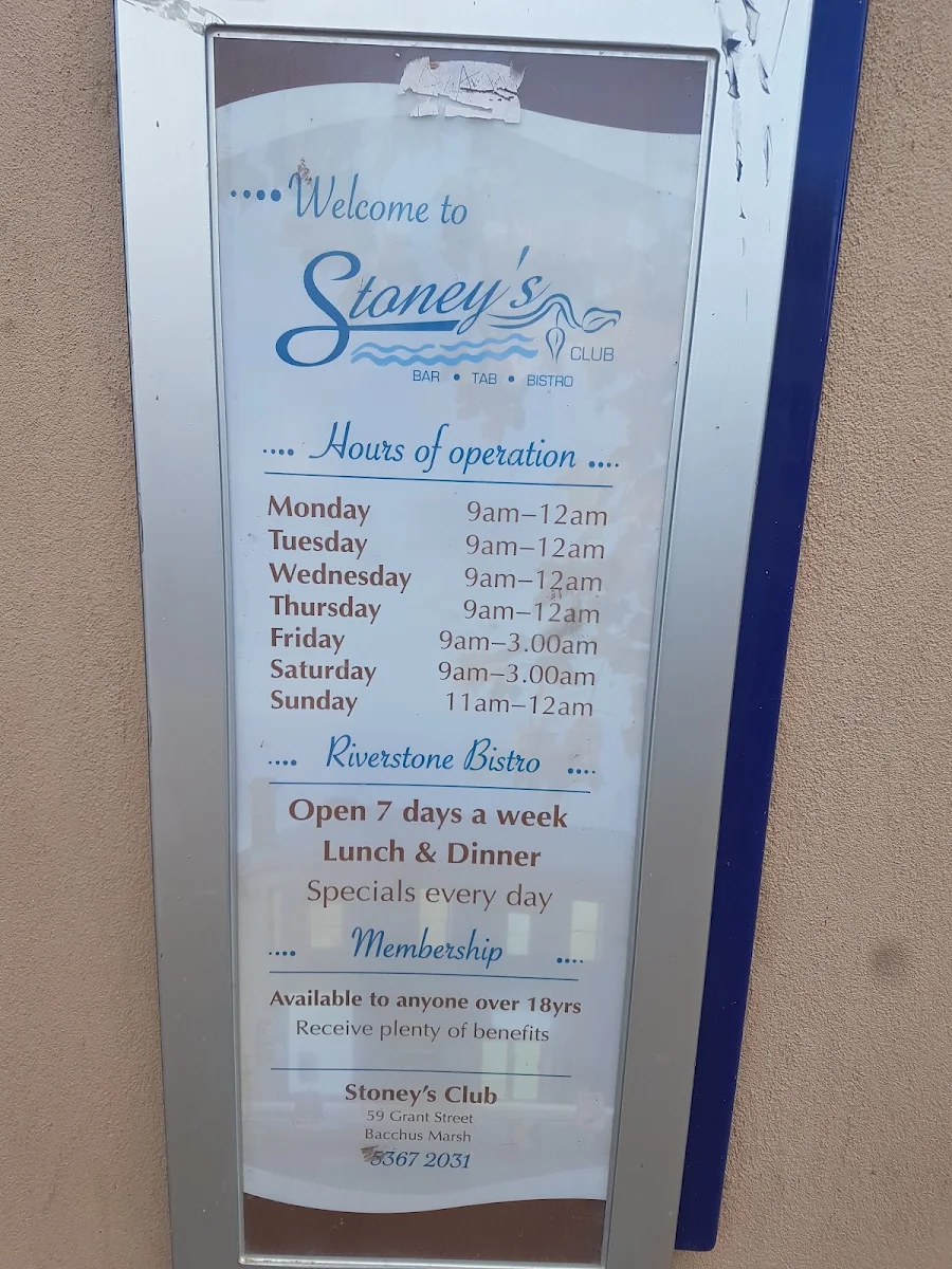 Menu, Stoney’s Club