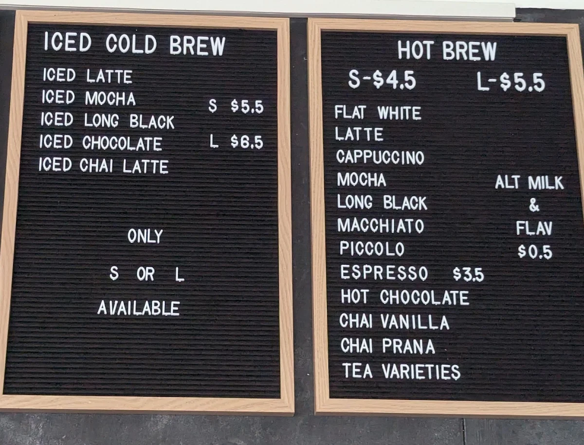 Menu, Single Shot Cafe