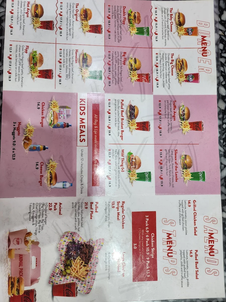 Menu, Flipp Burgers