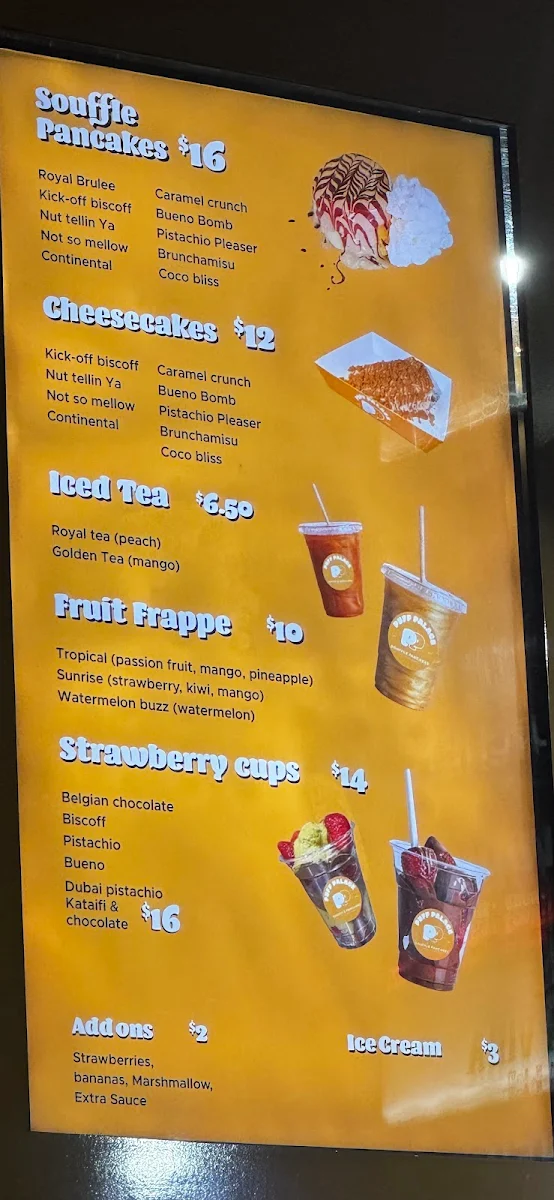 Menu, Puff Palace Soufflé