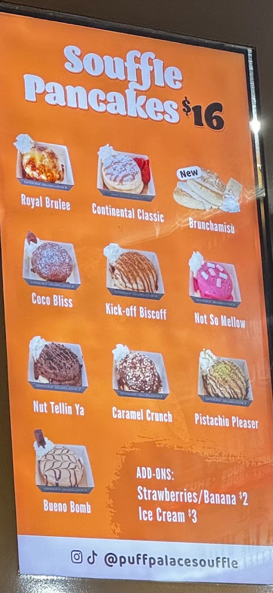 Menu, Puff Palace Soufflé
