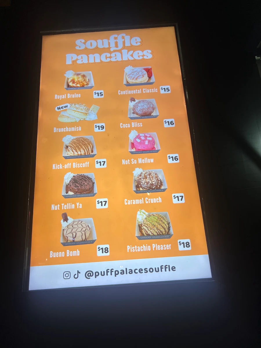 Menu, Puff Palace Soufflé