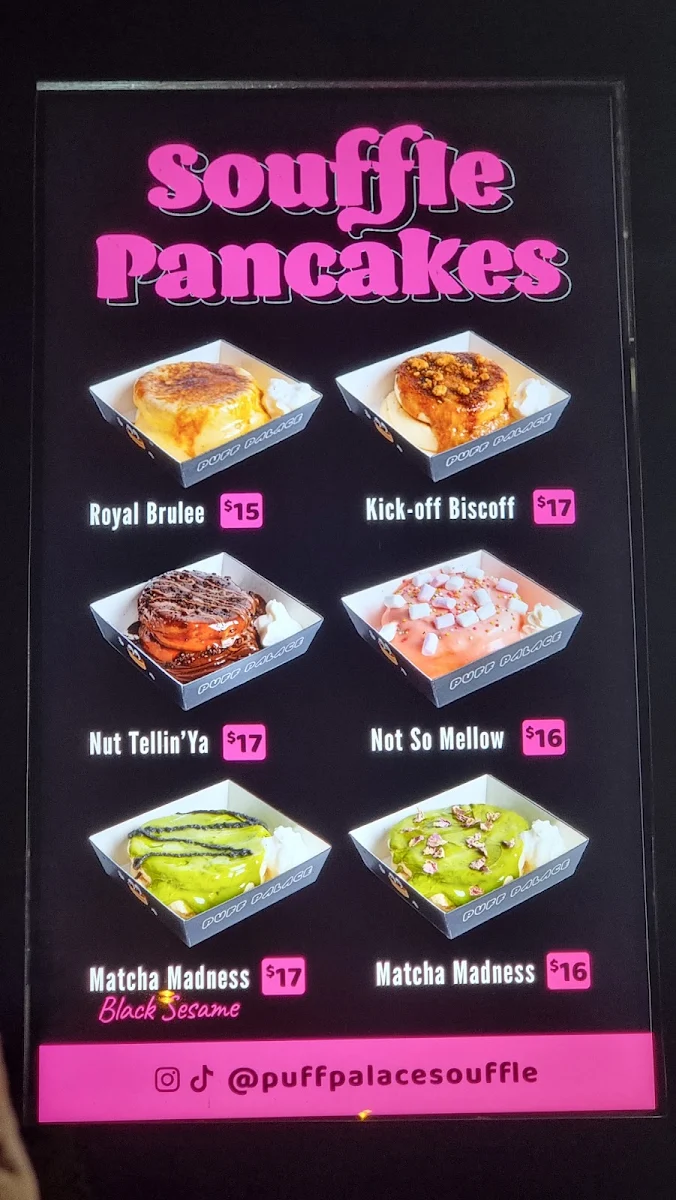 Menu, Puff Palace Soufflé