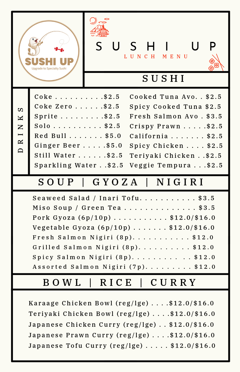 Menu, Sushi Up