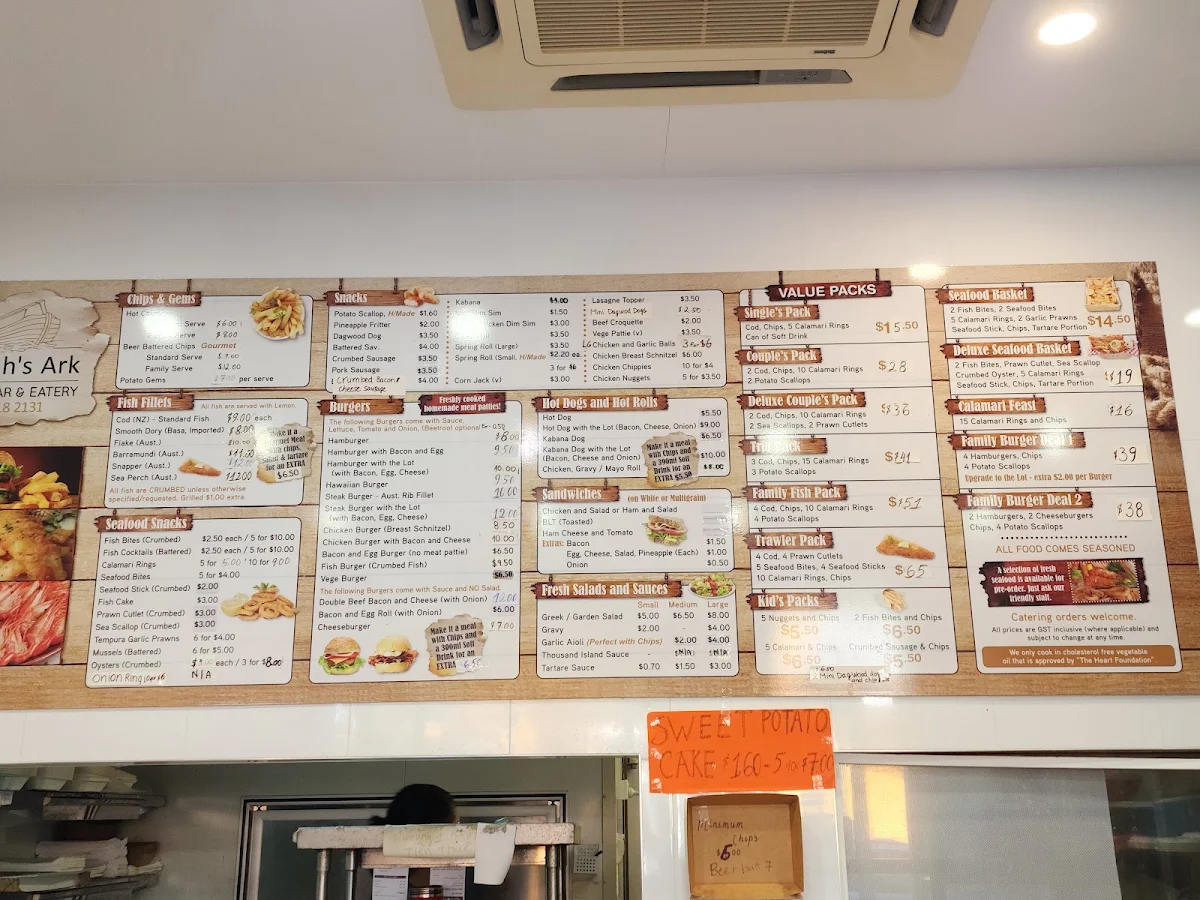 Menu, Noah's Ark Fish Bar & Eatery