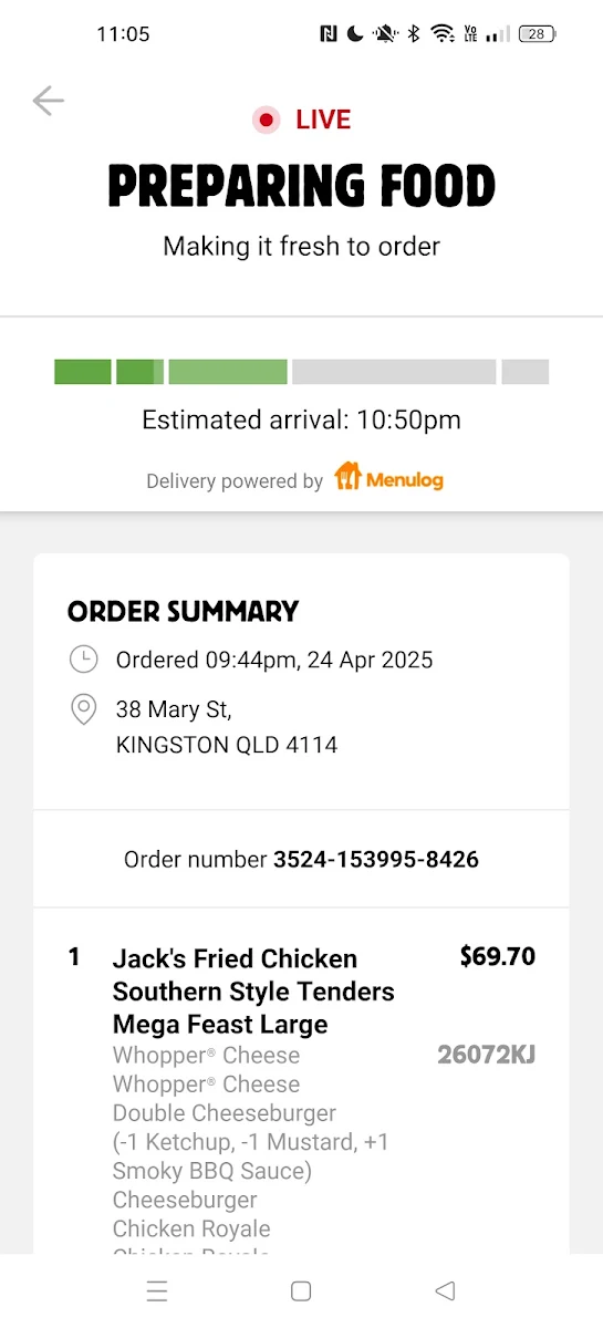 Menu, Hungry Jack's Burgers Woodridge