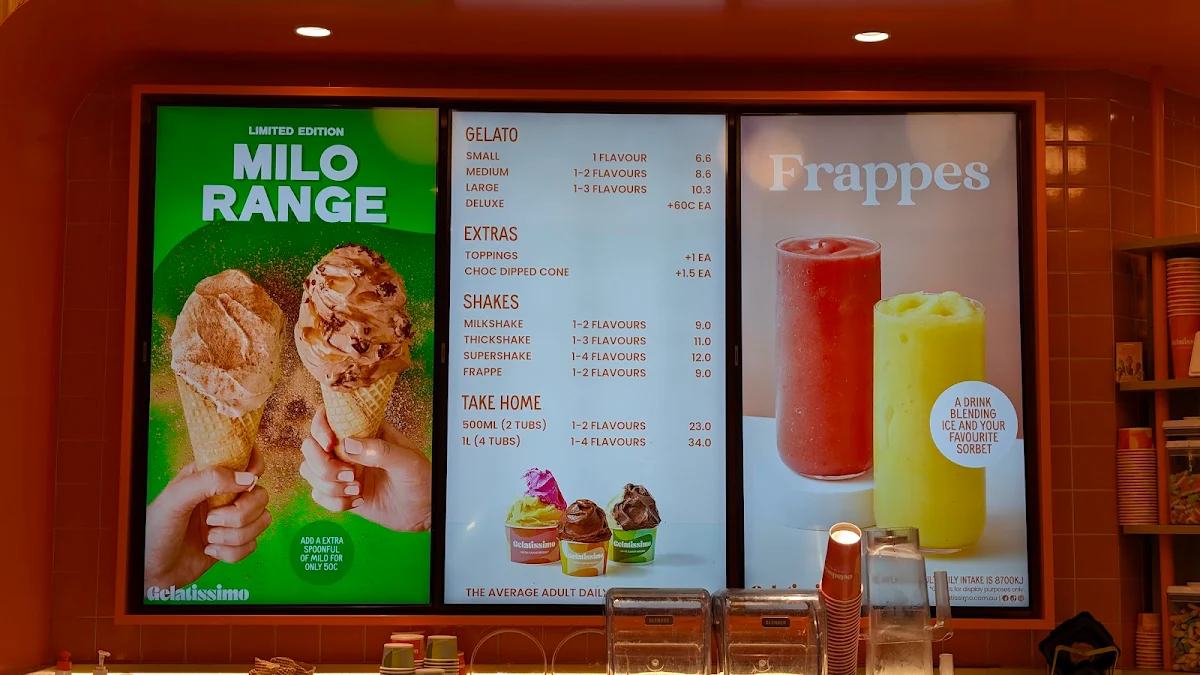 Menu, Gelatissimo Darling Harbour