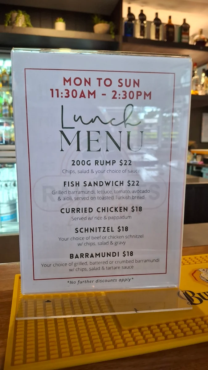 Menu, Raintrees Tavern