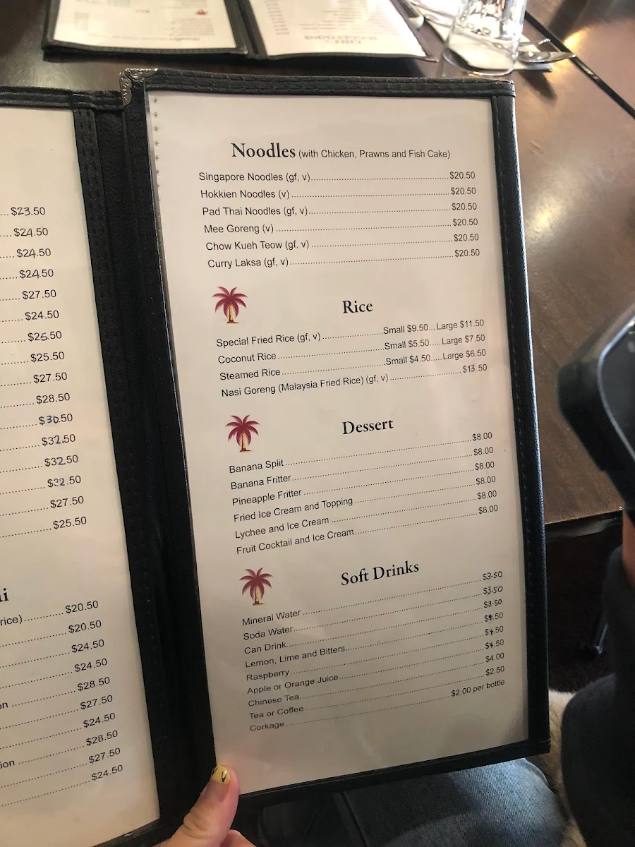 Menu, Jack's Restaurant