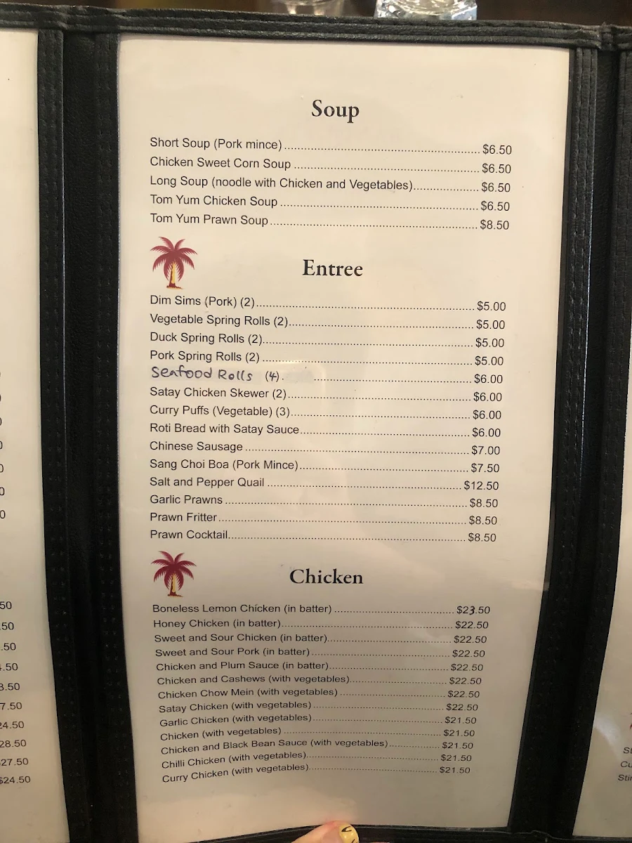 Menu, Jack's Restaurant