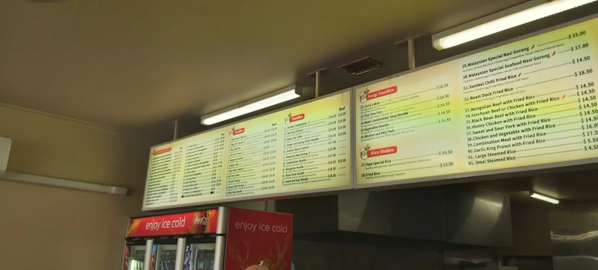 Menu, Jack's Restaurant