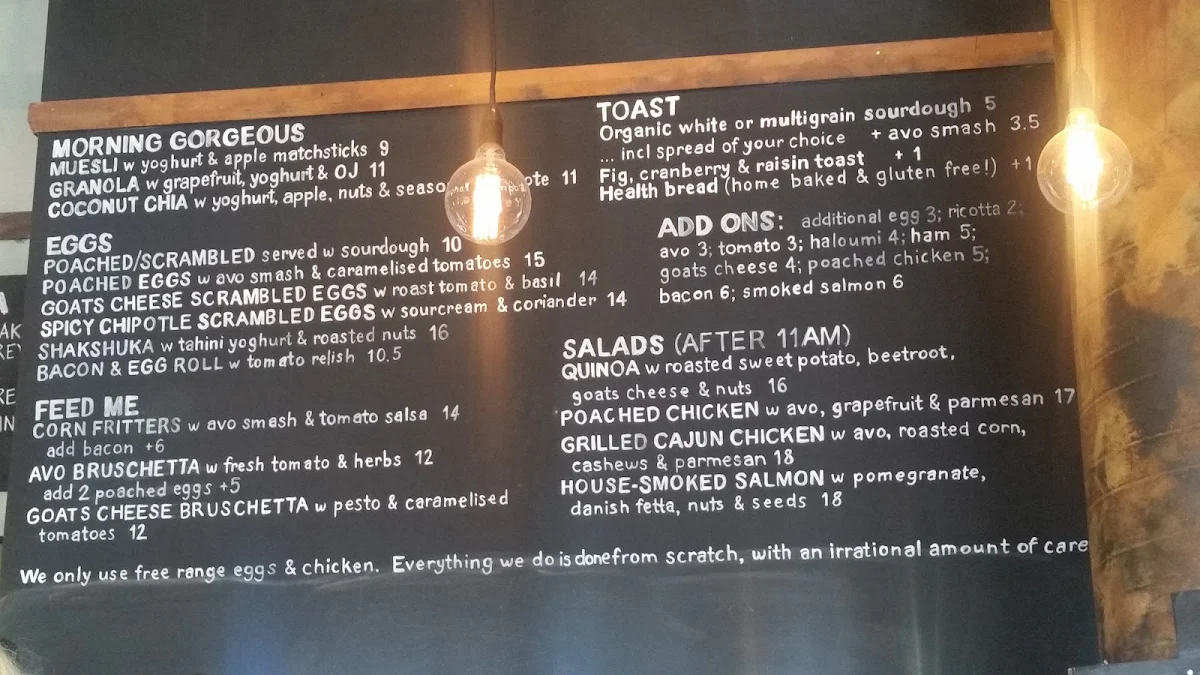 Menu, Baked by 22 Grams