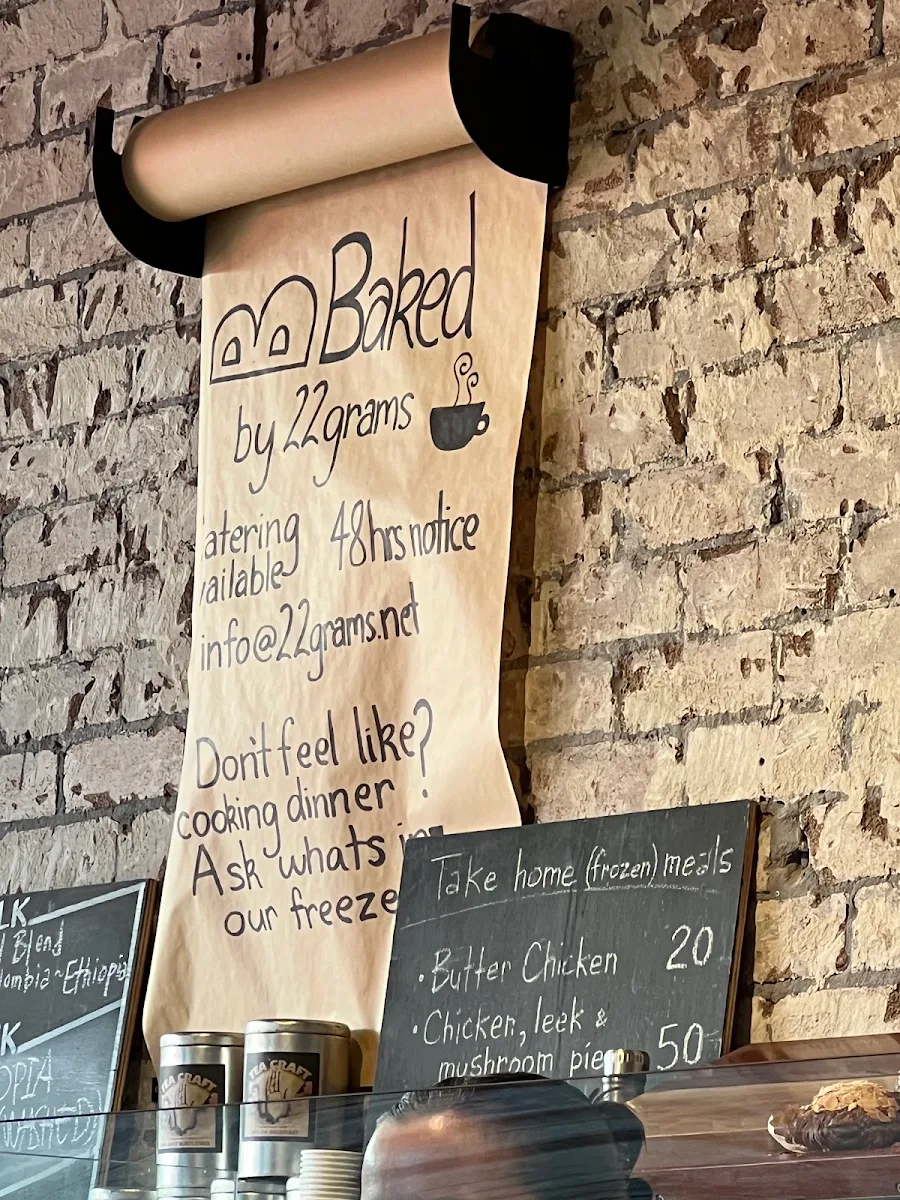 Menu, Baked by 22 Grams