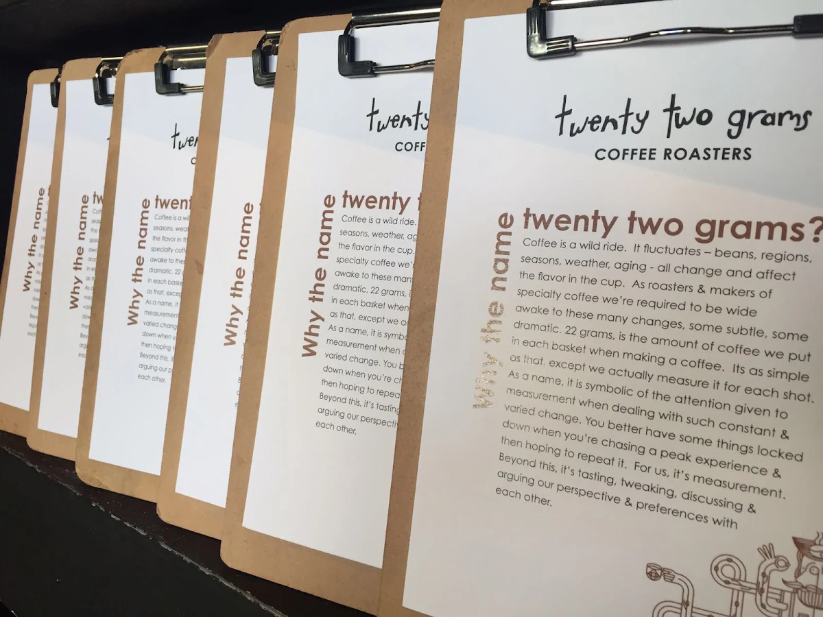 Menu, Baked by 22 Grams