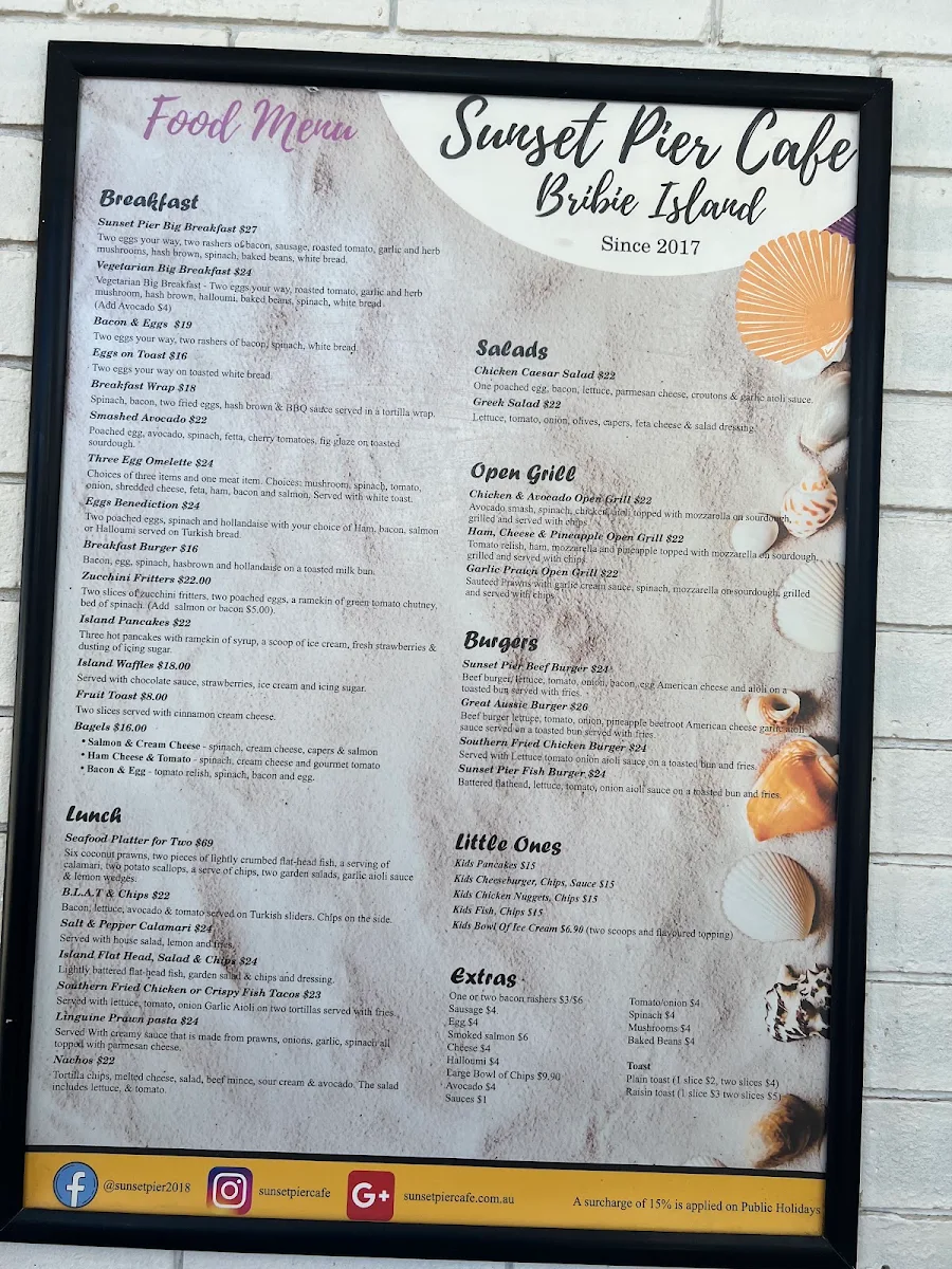 Menu, Sunset Pier