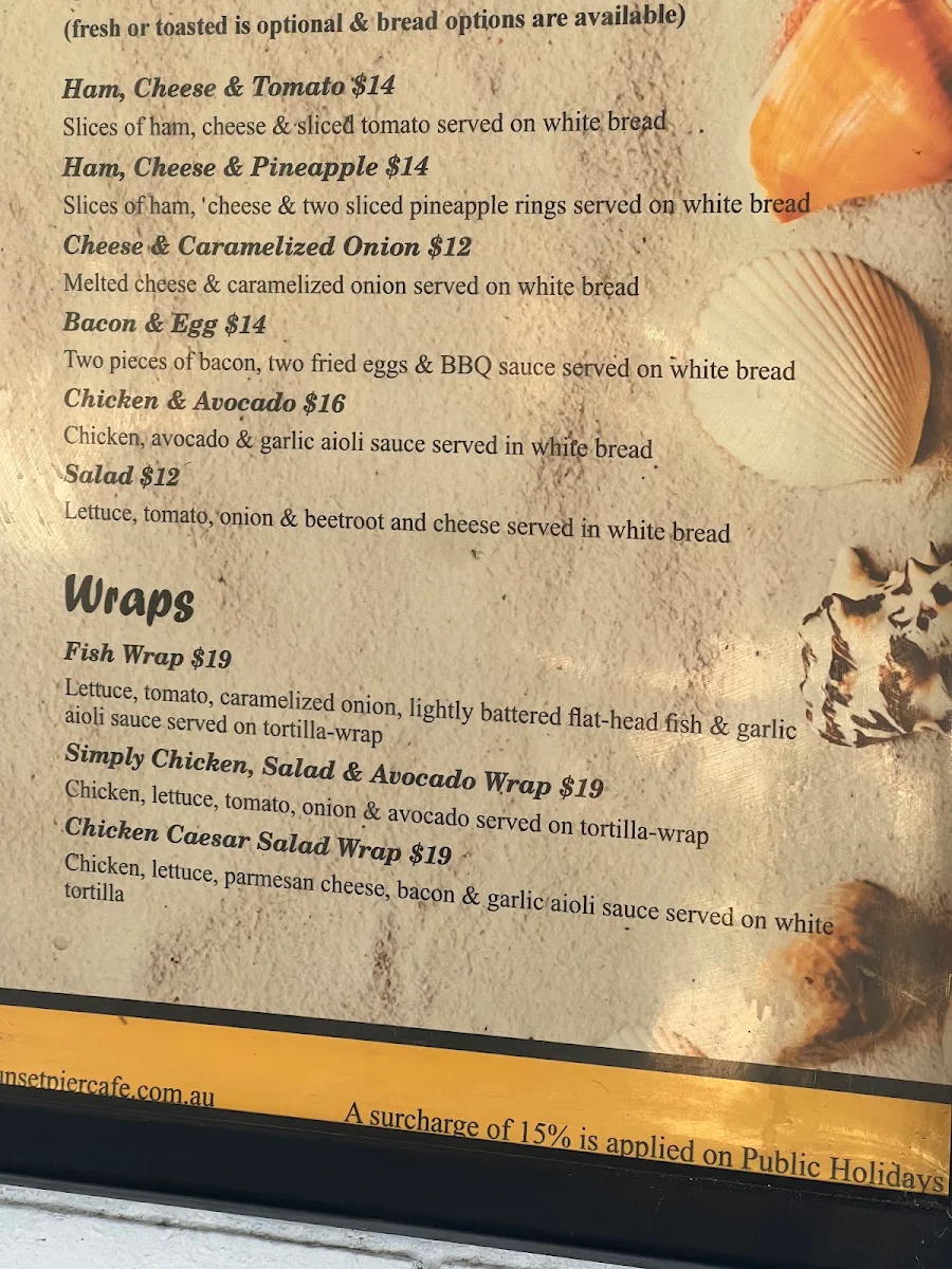 Menu, Sunset Pier