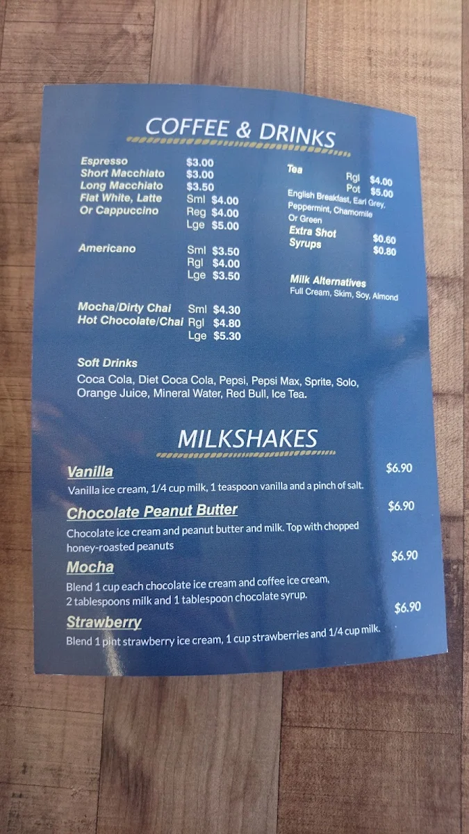Menu, Sunset Pier