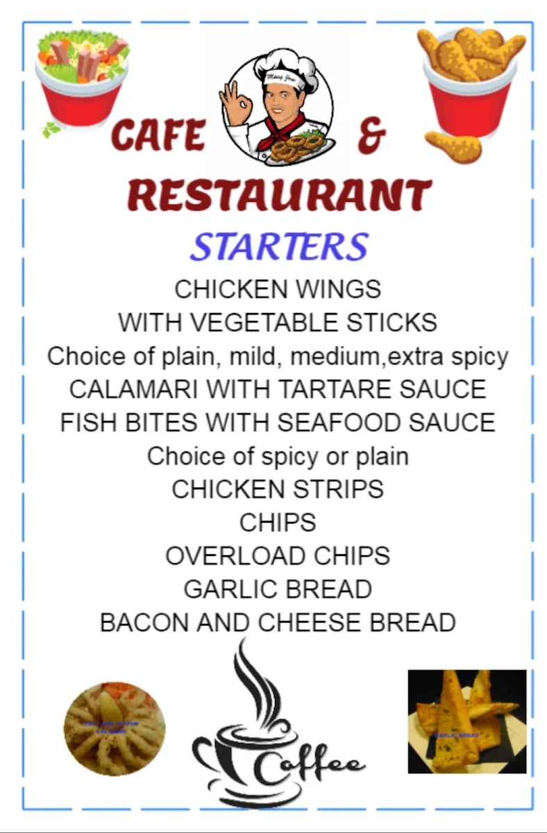 Menu, Mang Jose Café and Restaurant