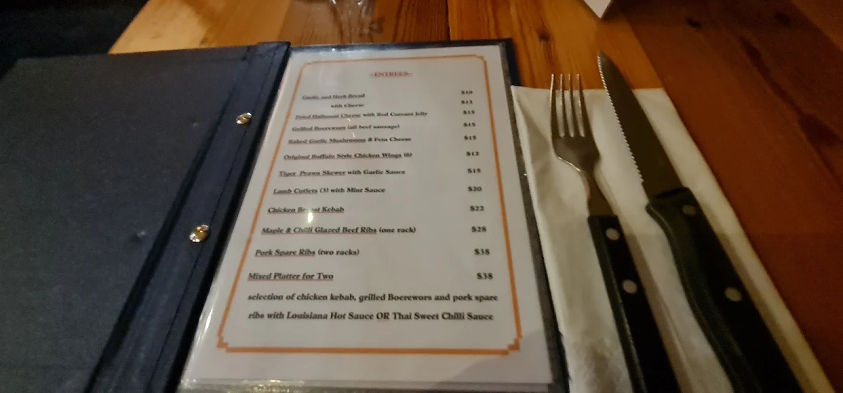 Menu, Parkers Steakhouse