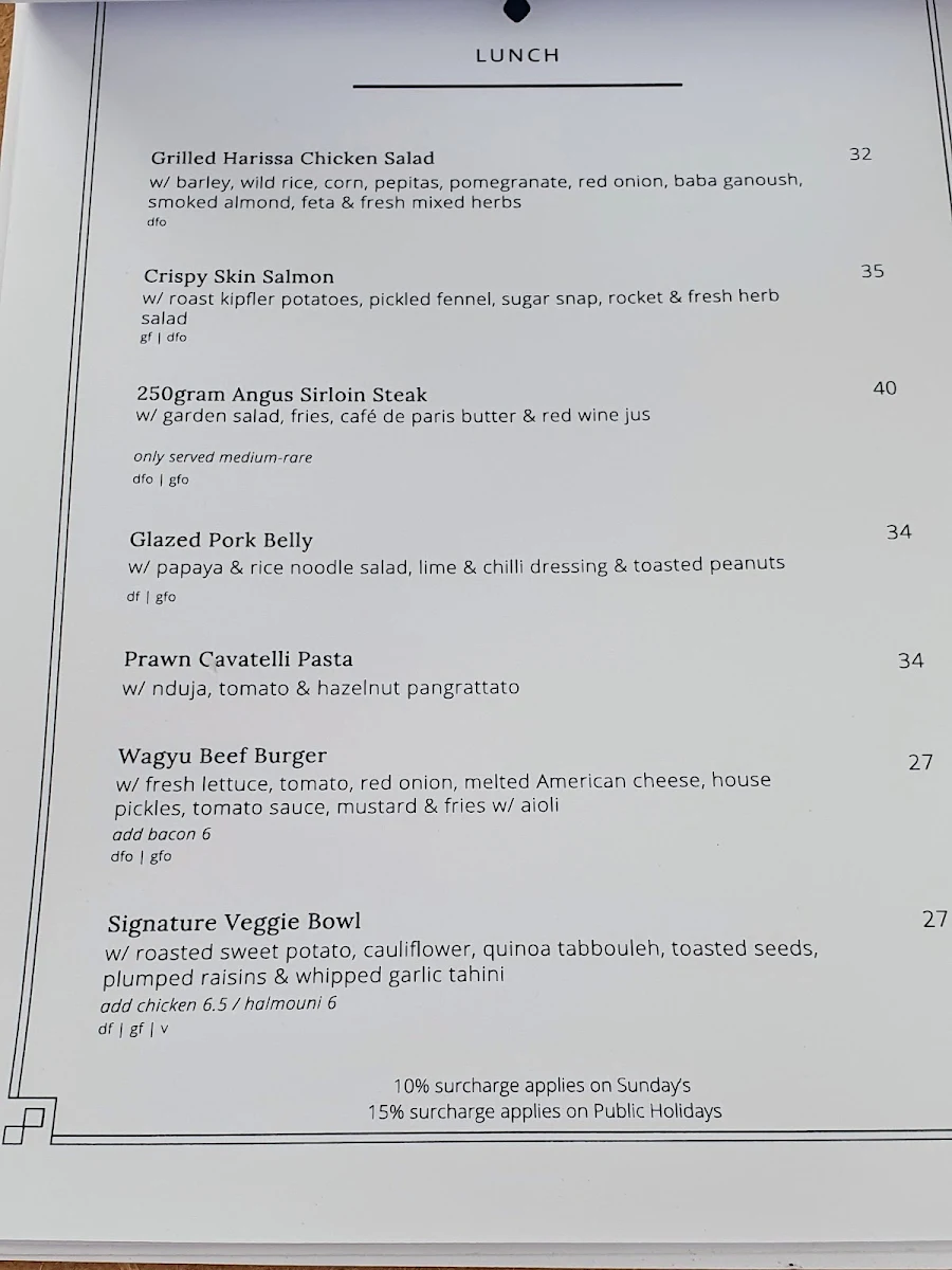 Menu, Hunter & Scout Café