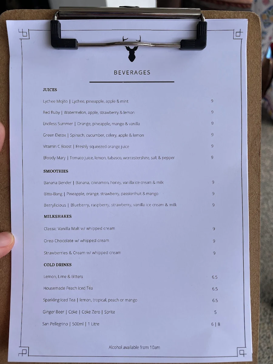 Menu, Hunter & Scout Café