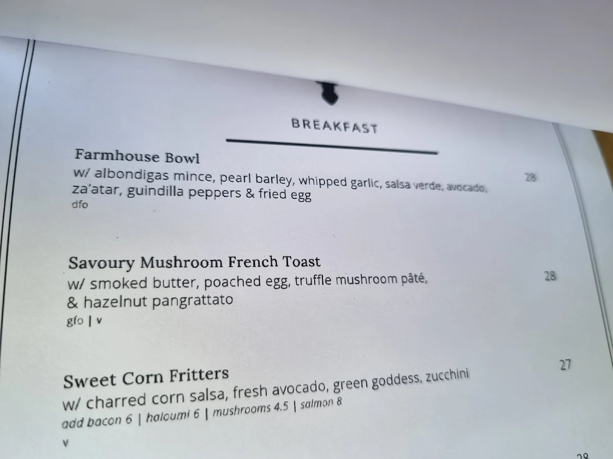 Menu, Hunter & Scout Café