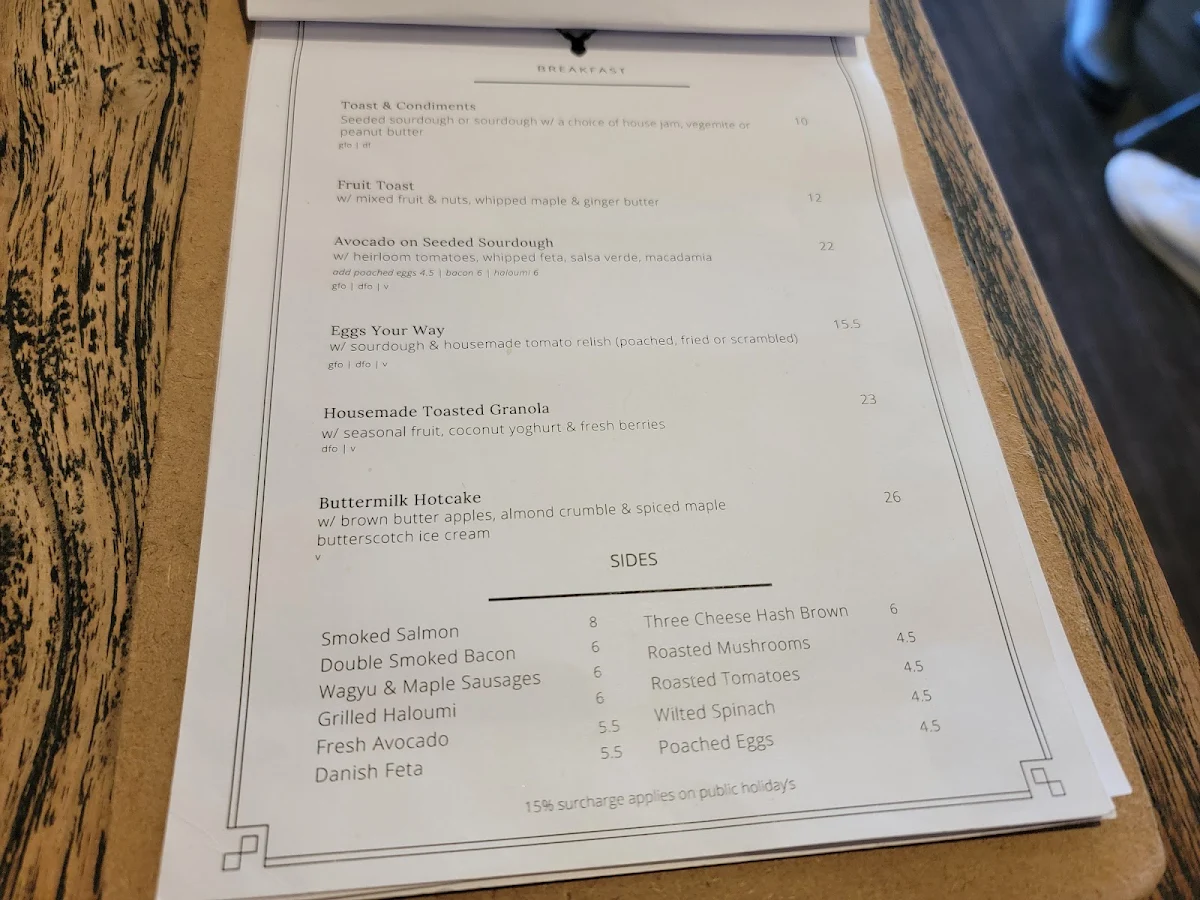 Menu, Hunter & Scout Café