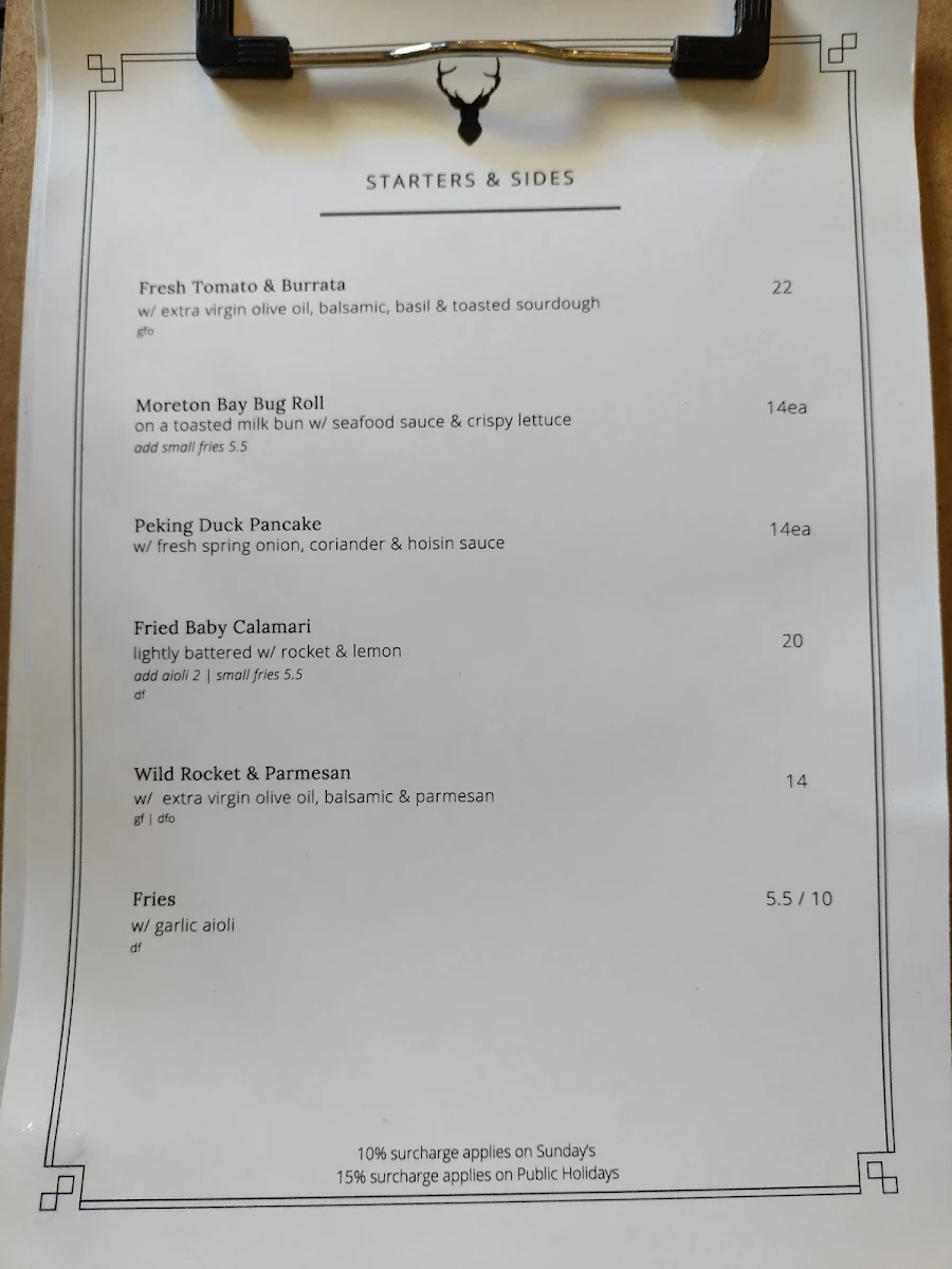 Menu, Hunter & Scout Café