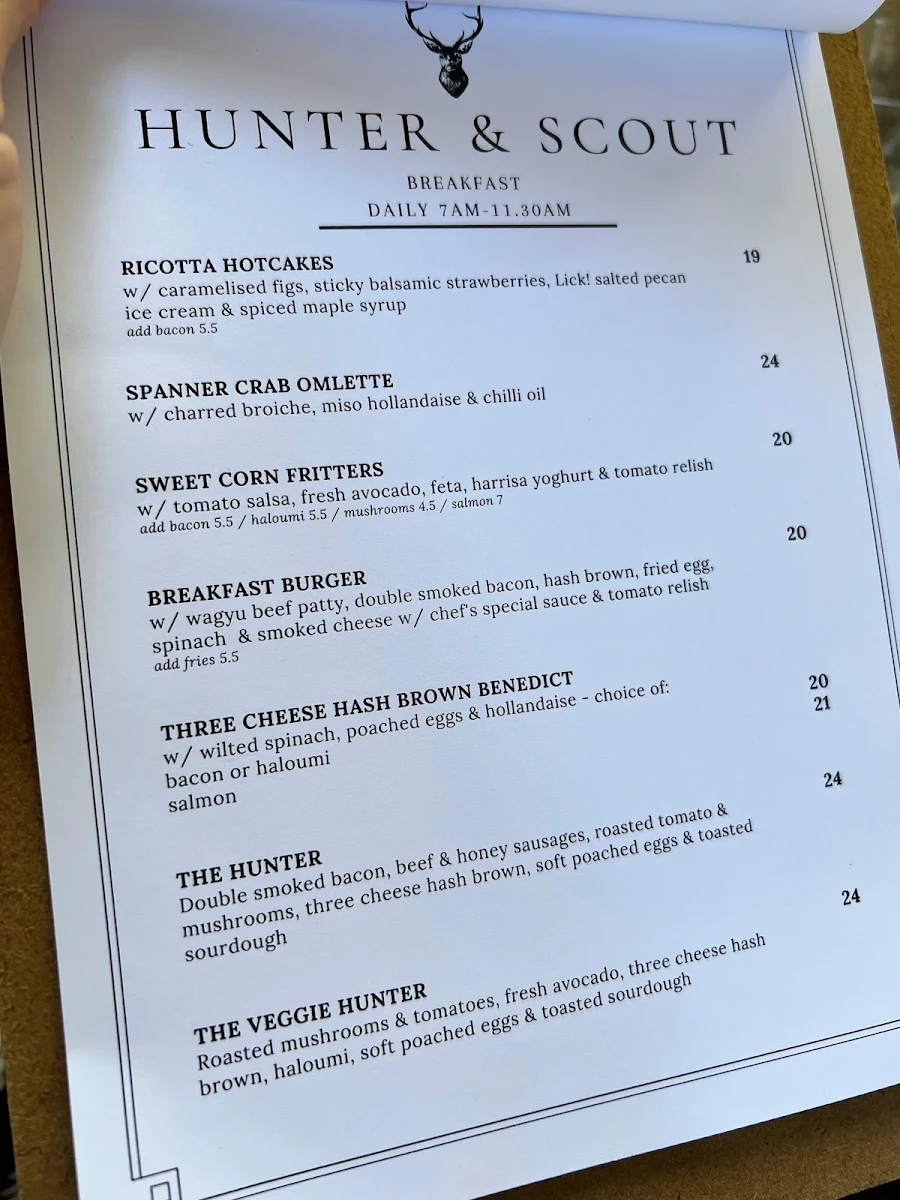 Menu, Hunter & Scout Café