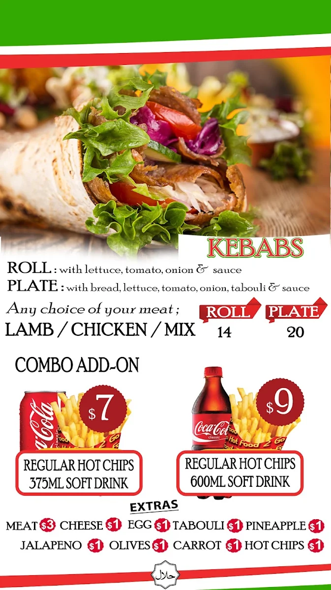 Menu, Master Kebabs North Boambee Valley