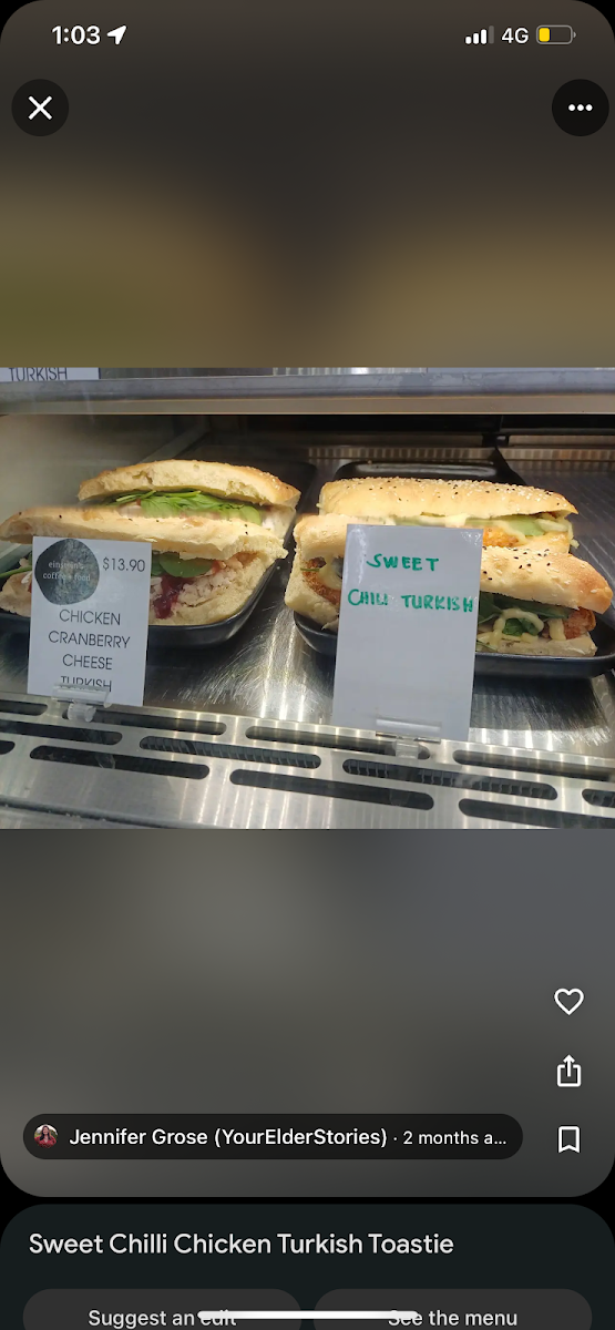 Menu, Einsteins 2 go located on level 4
