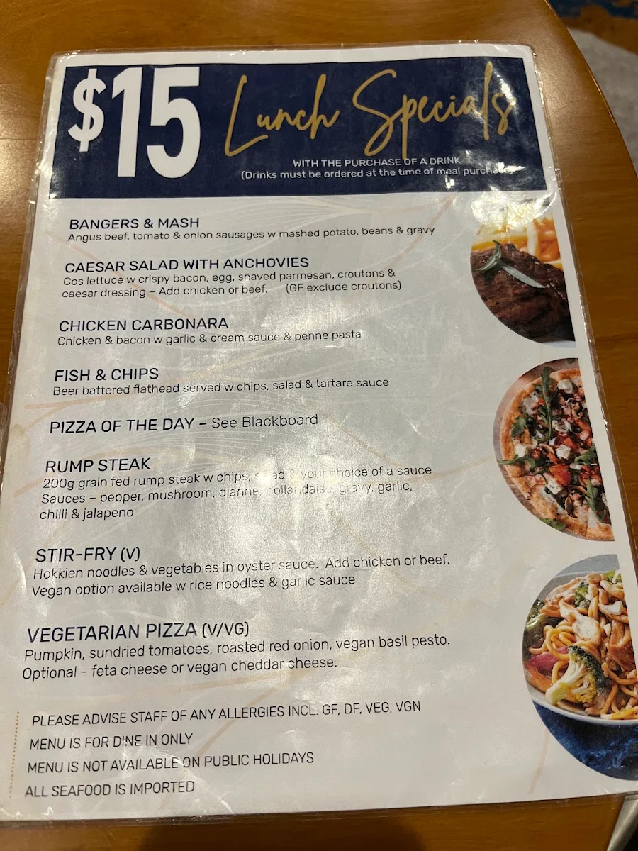 Menu, Stafford Tavern