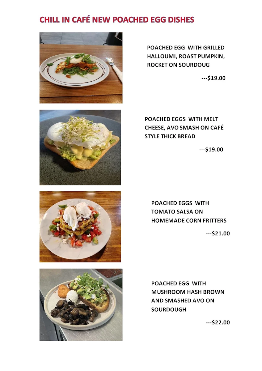 Menu, Chill In Cafe