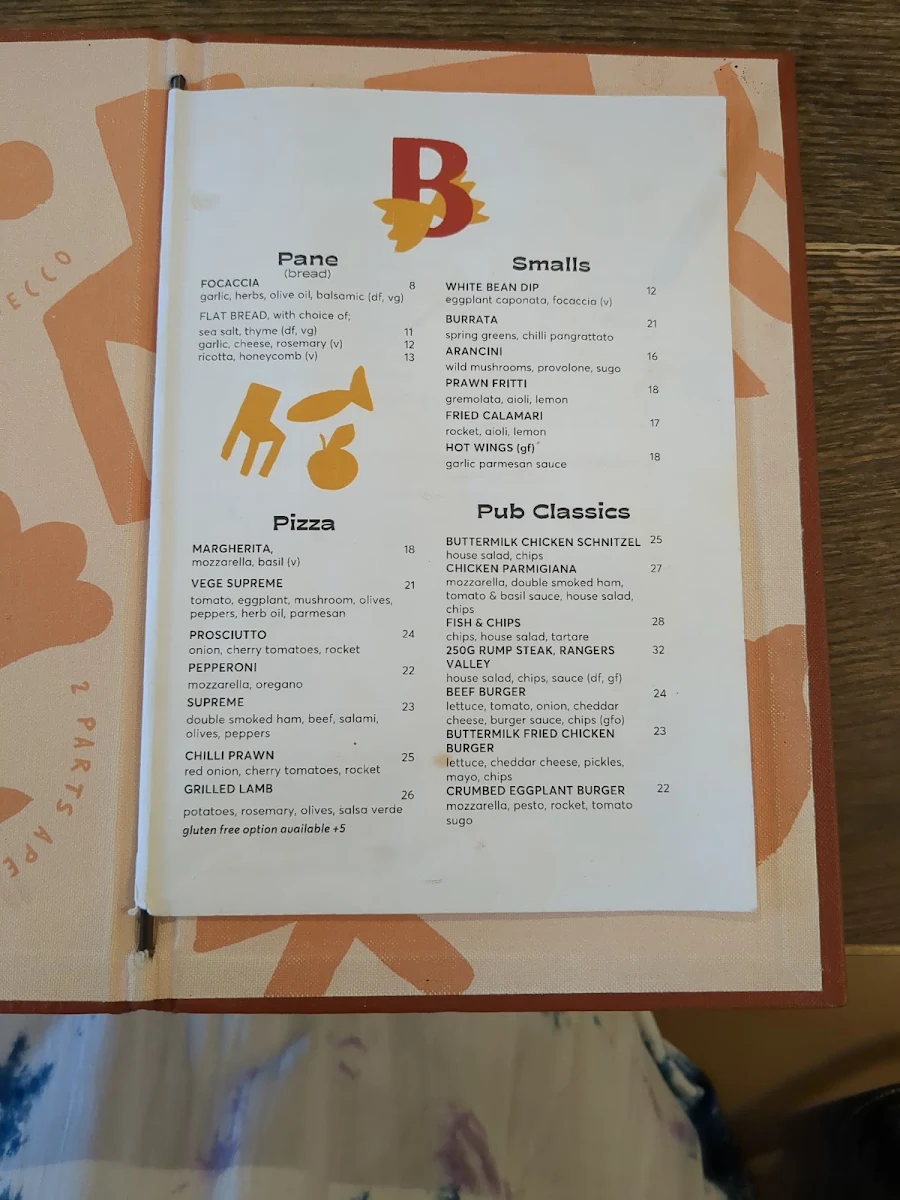 Menu, Brooks