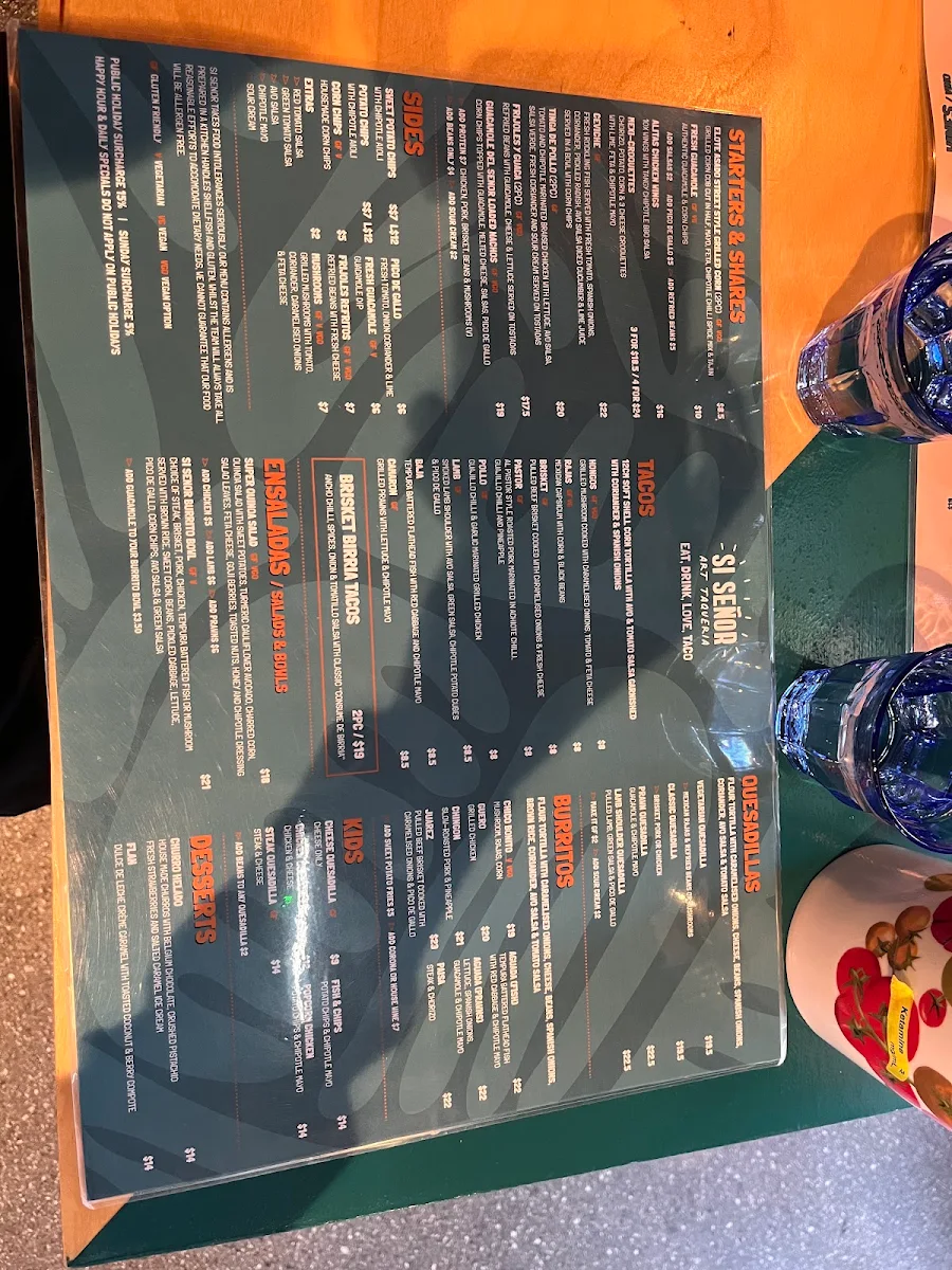 Menu, Si Senor | Mexican Restaurant Richmond