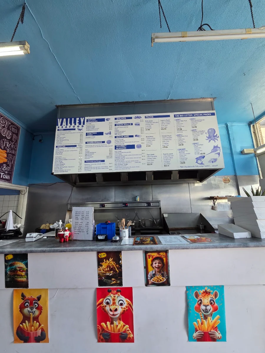 Menu, Valley Seafood
