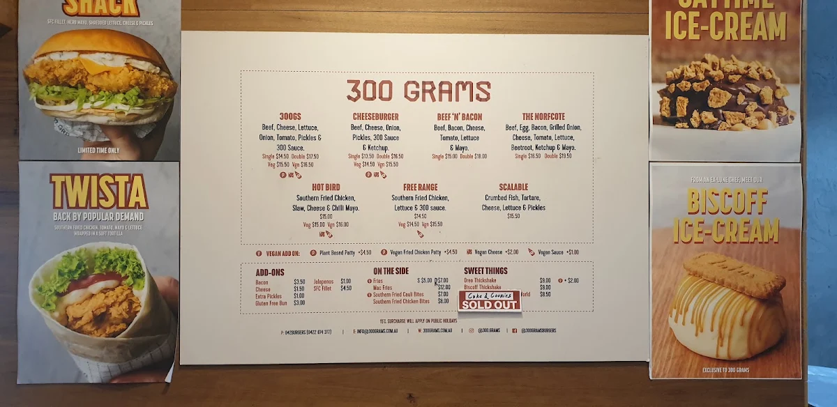 Menu, 300 Grams