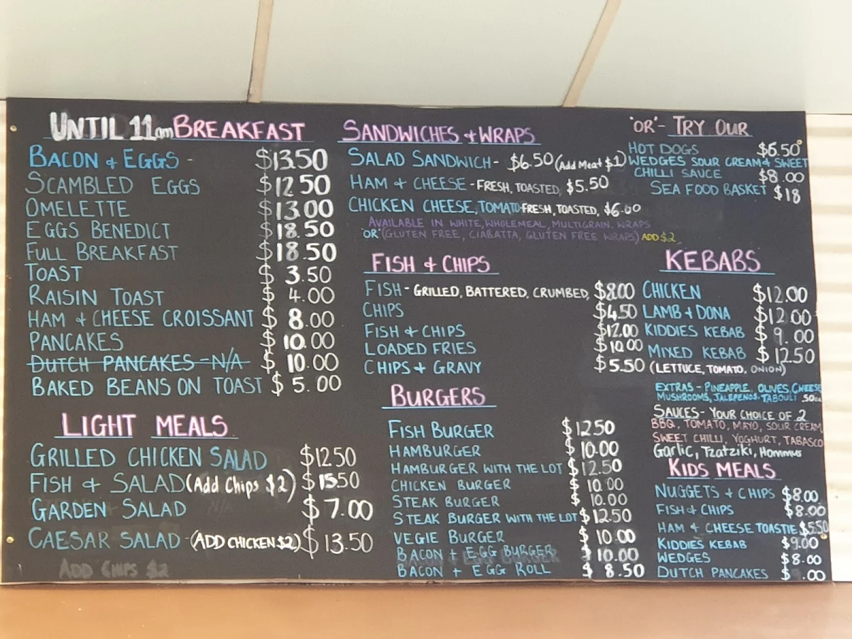 Menu, Country Mile Café