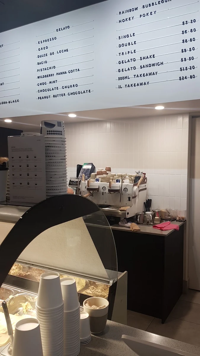 Menu, Allora Gelato & Coffee