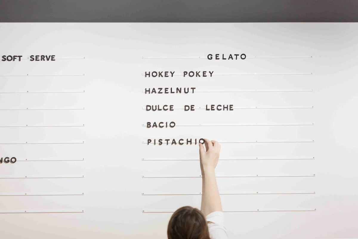 Menu, Allora Gelato & Coffee