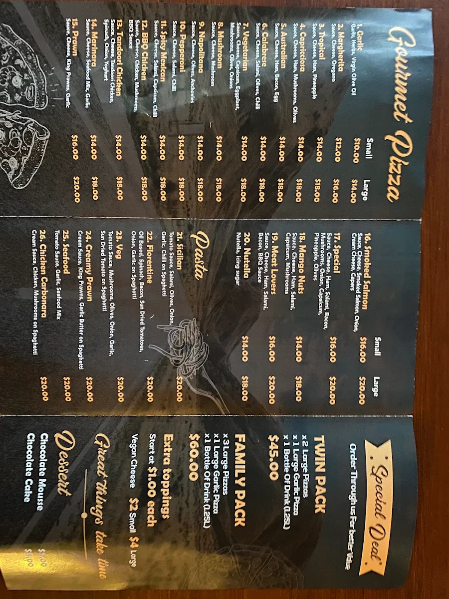 Menu, Mango's Nuts Cafe & Restaurant
