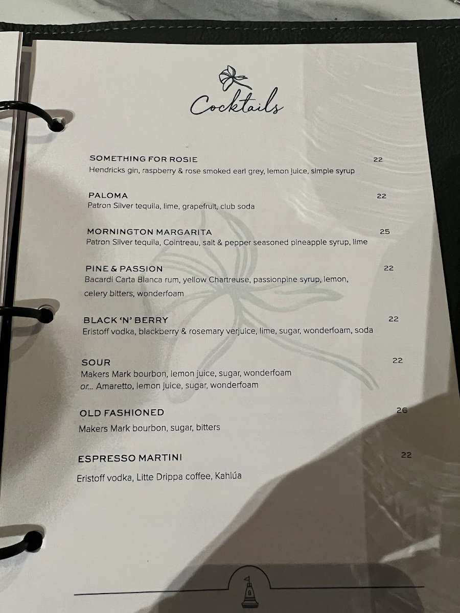 Menu, The Continental Sorrento