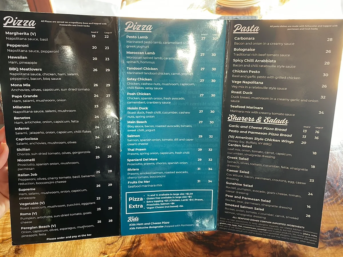 Menu, Zachary's