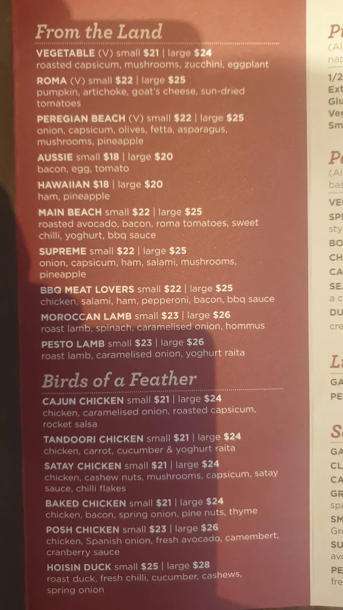 Menu, Zachary's
