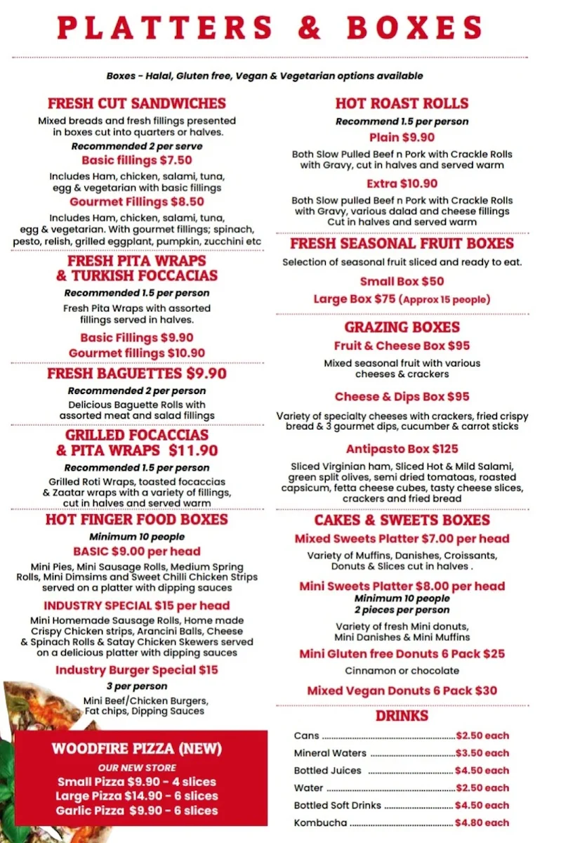 Menu, Industry Cafe & Catering