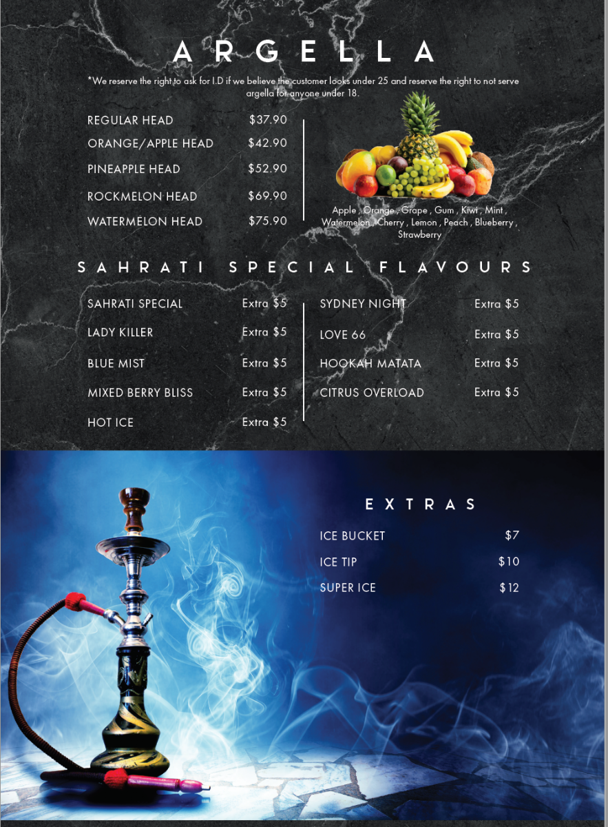 Menu, Sahrati